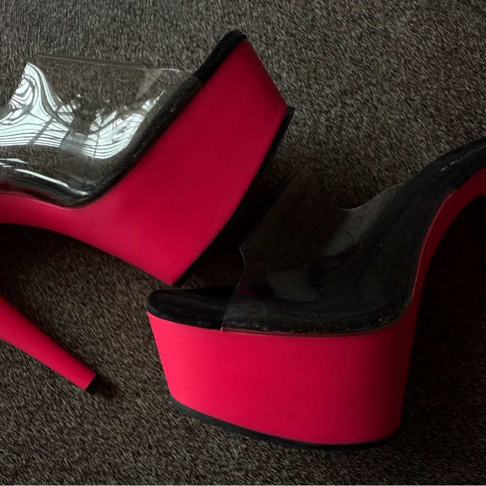 Adore-701UV Pink Platform Mules - Picture 9 of 9